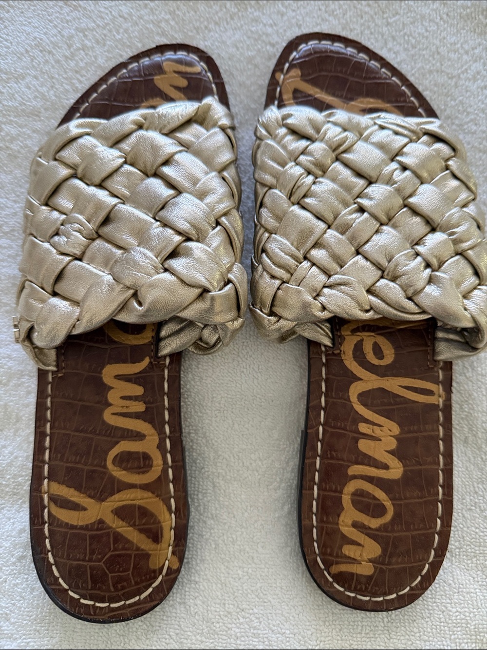 Sam Edelman Metallic Braided Slide Sandals - Size 7.5
